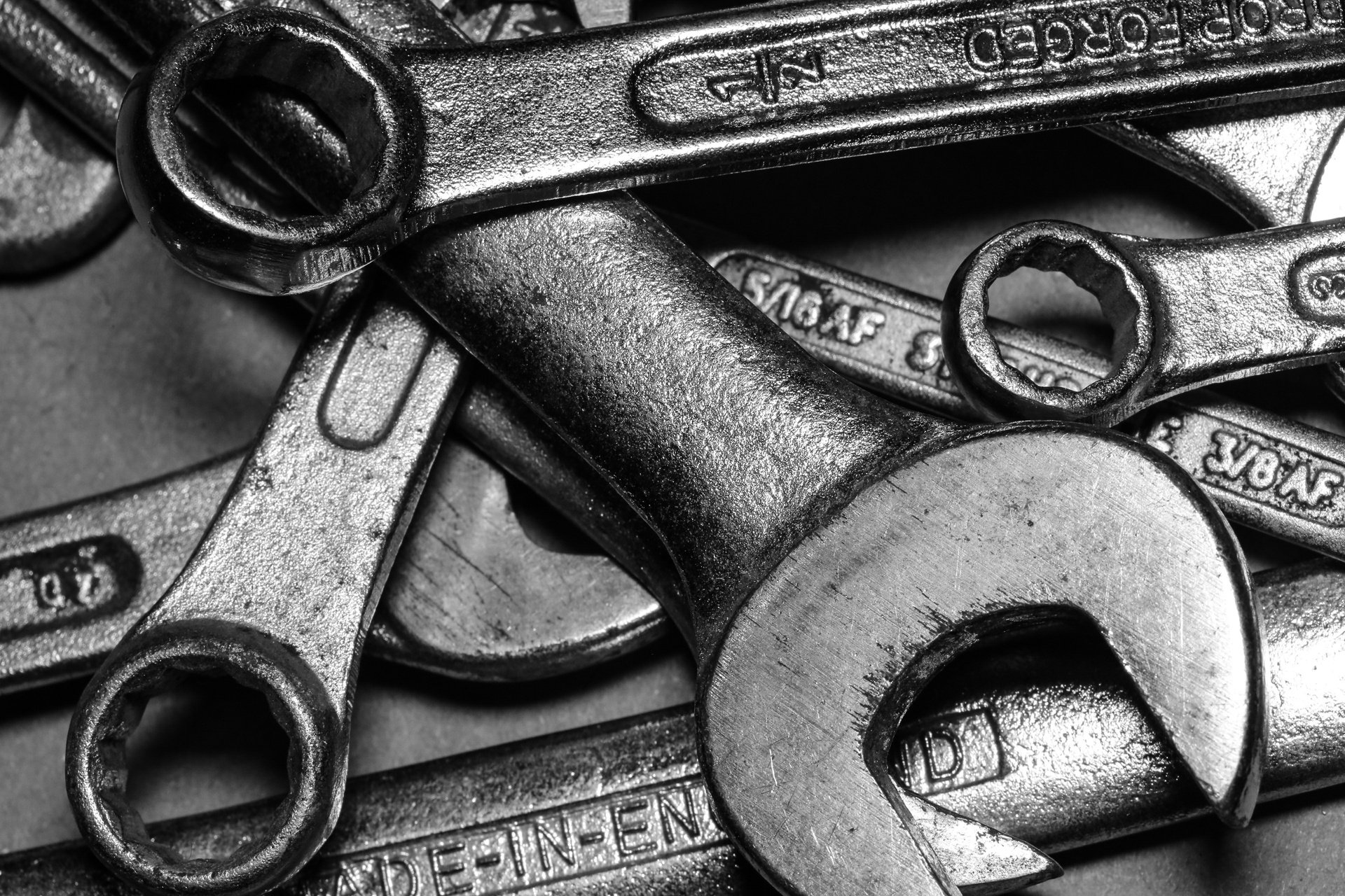 Mechanics Tools On Silver Background